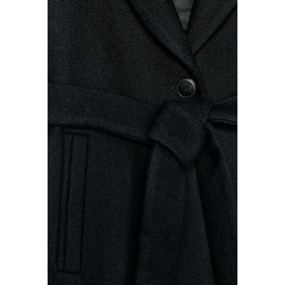 ZARA WOOL COAT WITH FAUX FUR COLLAR AND BELT - Picture 9 of 9